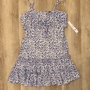 Aqua Kids Dress with Blue and White Pattern
